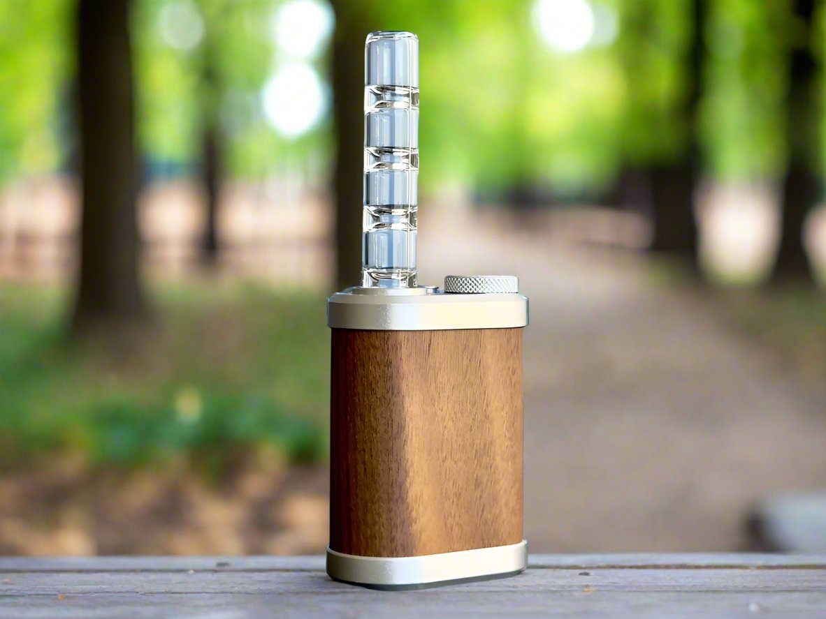 tinymight 2 glass bubble cooling stem inserted into vaporizer